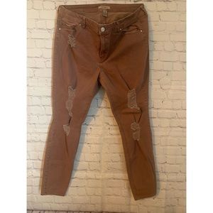 Forever 21/Refuge Distressed Jeans-18-Salmon/Rust
